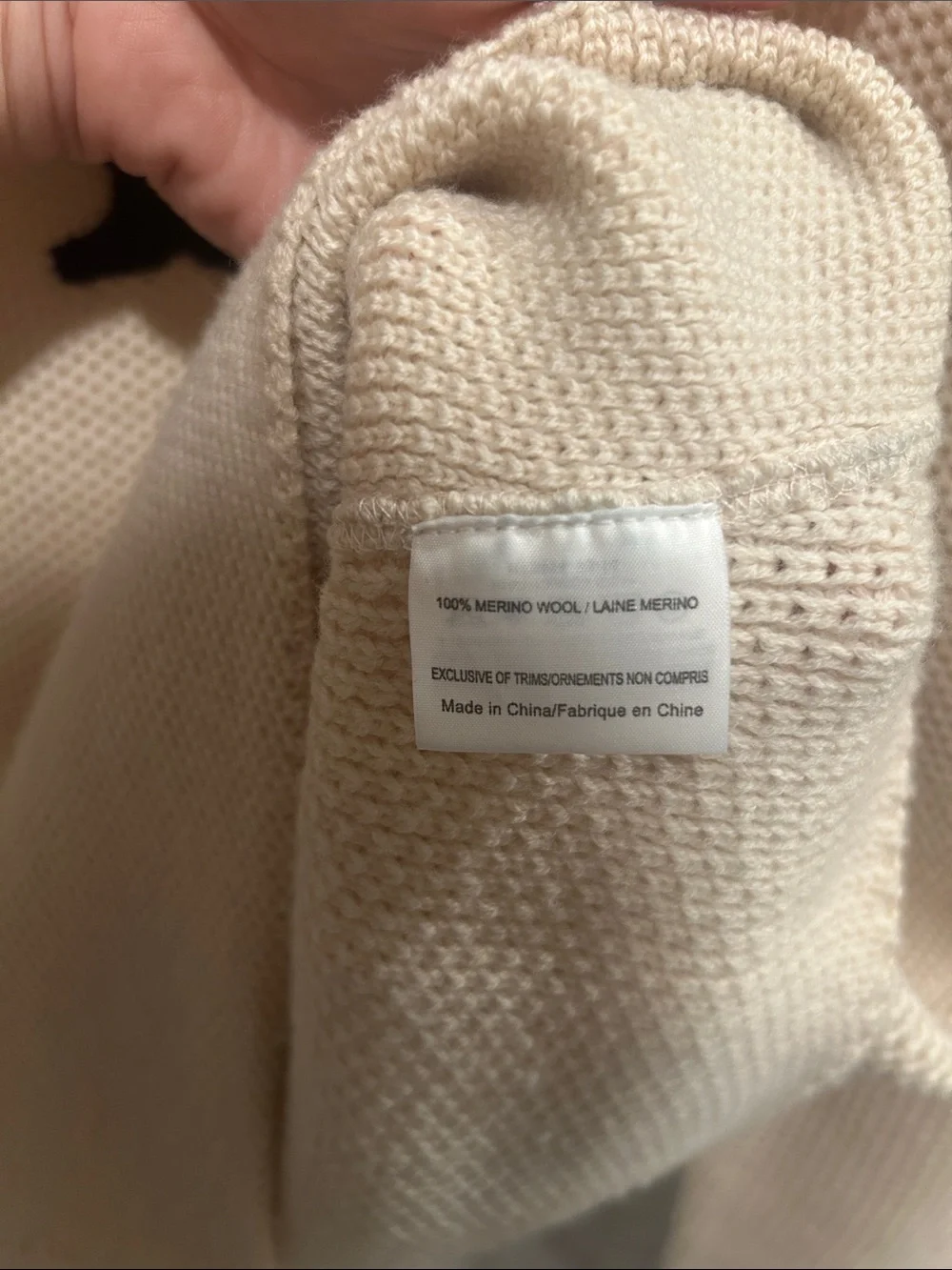Tory Burch Cream Knit Sweater with Navy Logo